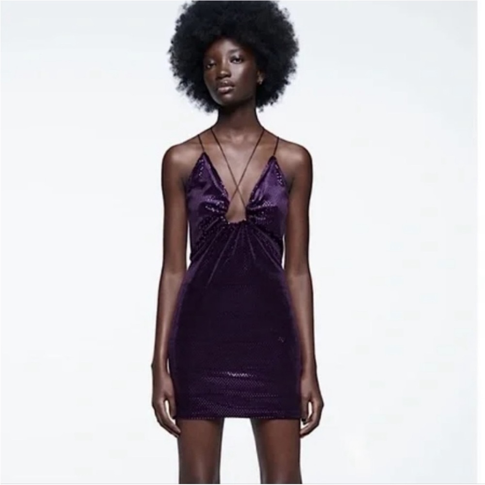 “ZARA” Strappy Cut Out Sequin Mini Dress